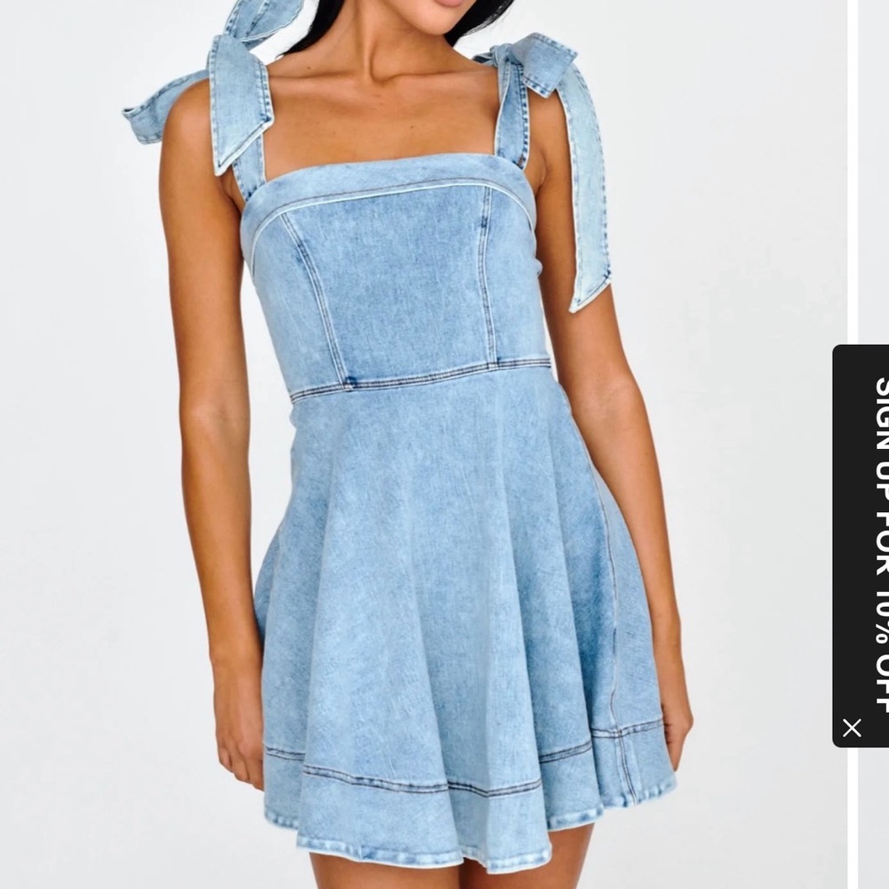 Women's Washed Blue Denim Mini Dress- Casual Everyday Style